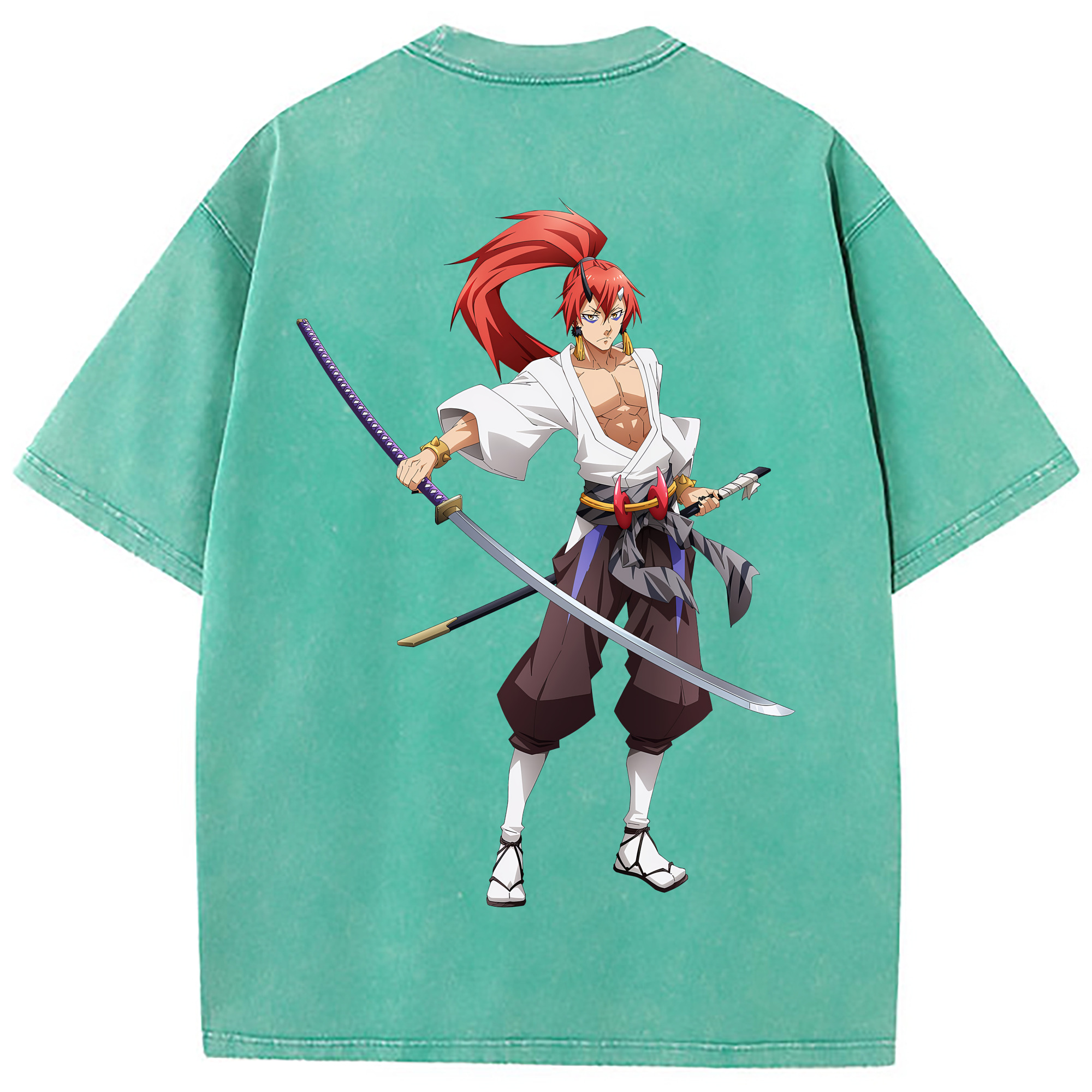 （画像用） 転スラ Regarding Reincarnated to Slime 綿100% ヴィンテージ風 半袖Tシャツ（背面プリント）
